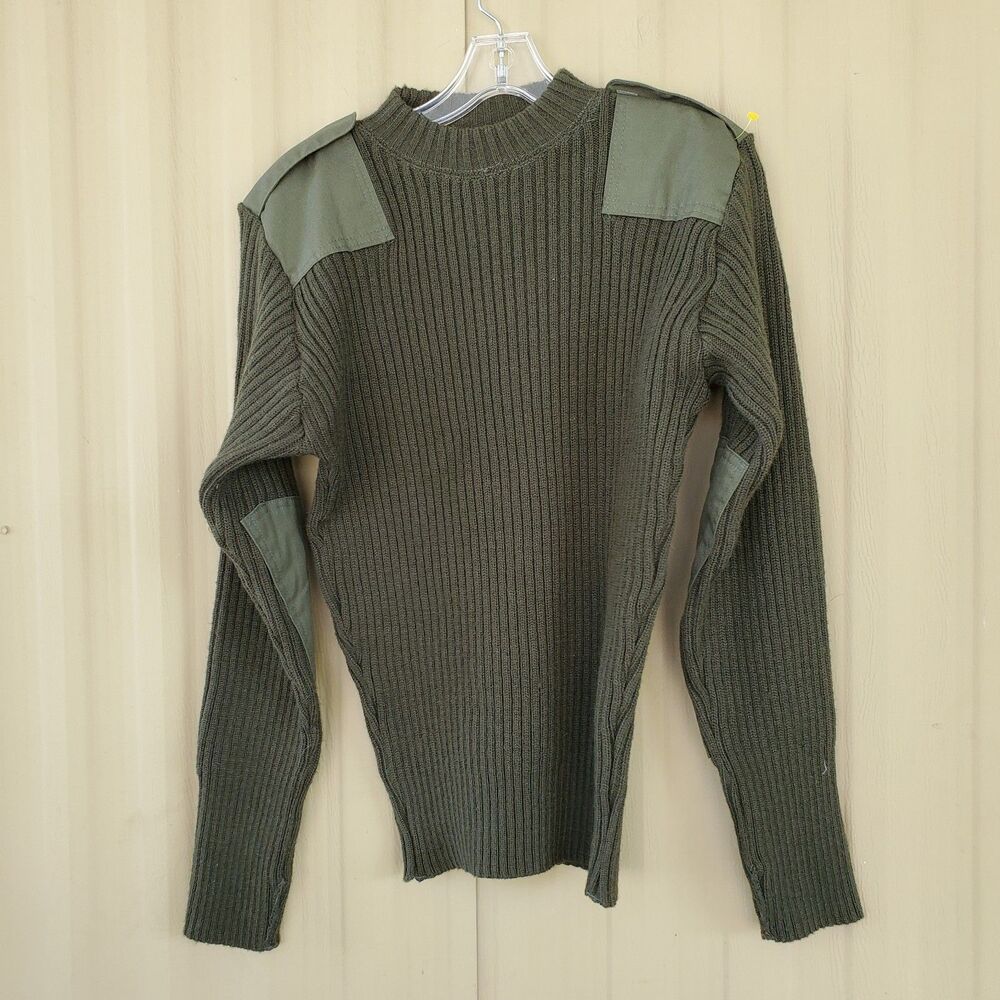DSCP Valor Collection Men's Green US Military Sweater Epaulettes Size 40 Wool